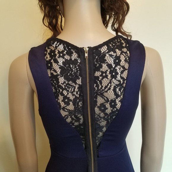 Altar'd State Navy Blue V-Neck Lace Back Dress - Picture 4 of 5